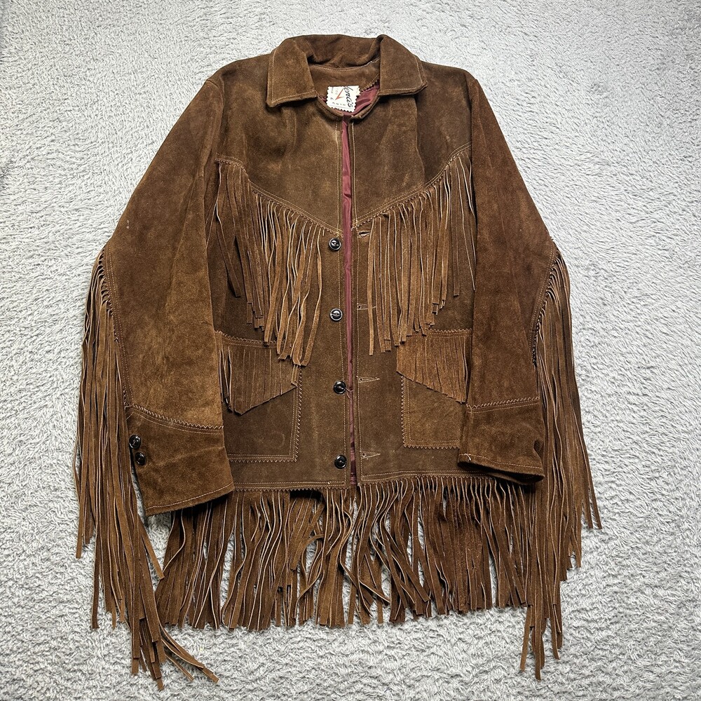 Vintage Leather Fringe Jacket Womens 6 Brown Heavy Western Tassels Gargdena